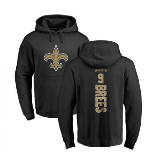 Football New Orleans Saints #9 Drew Brees Black Backer Pullover Hoodie - Jersey