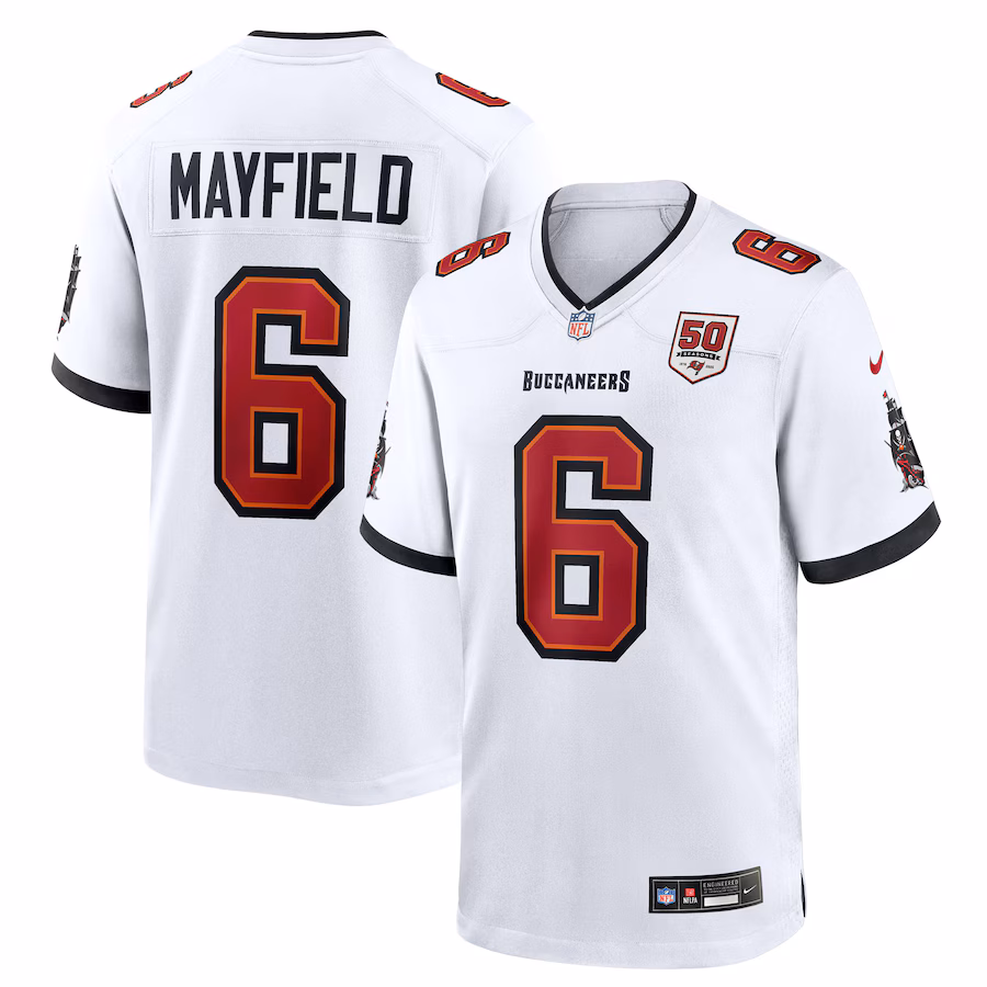 Men's Tampa Bay Buccaneers Baker Mayfield Nike White 50th Season White Game Jersey - Jersey