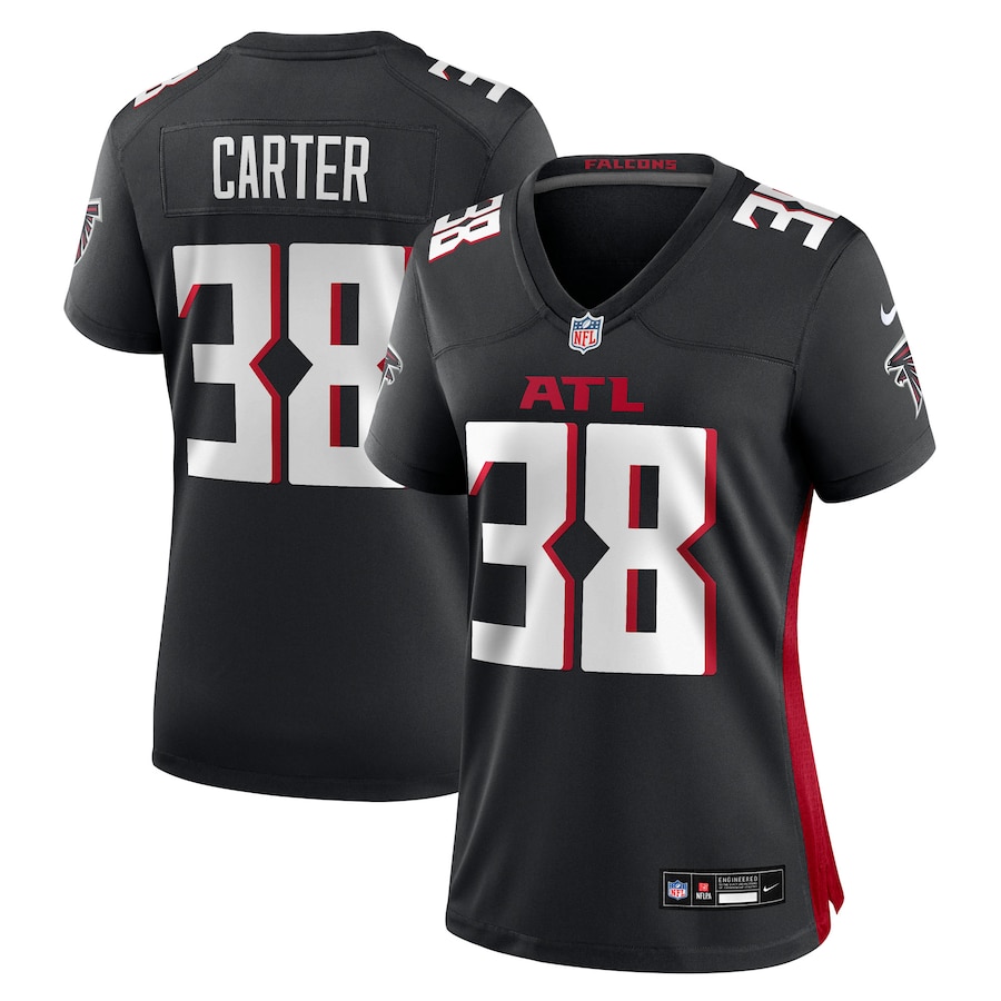 Women's Atlanta Falcons Nathan Carter Nike Black Team Game Jersey - Jersey