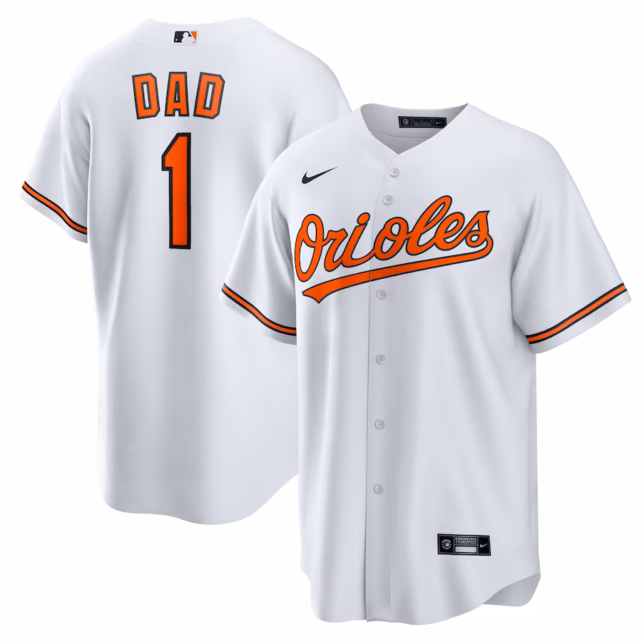 Men's Baltimore Orioles Nike White #1 Dad Home Replica Jersey - Jersey