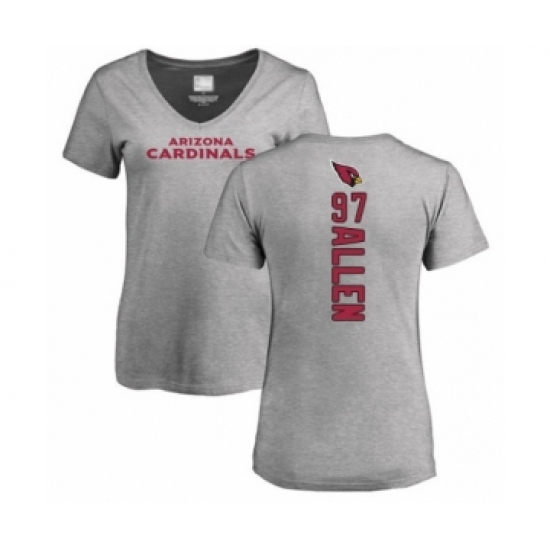 Football Women's Arizona Cardinals #97 Zach Allen Ash Backer V-Neck T-Shirt - Jersey