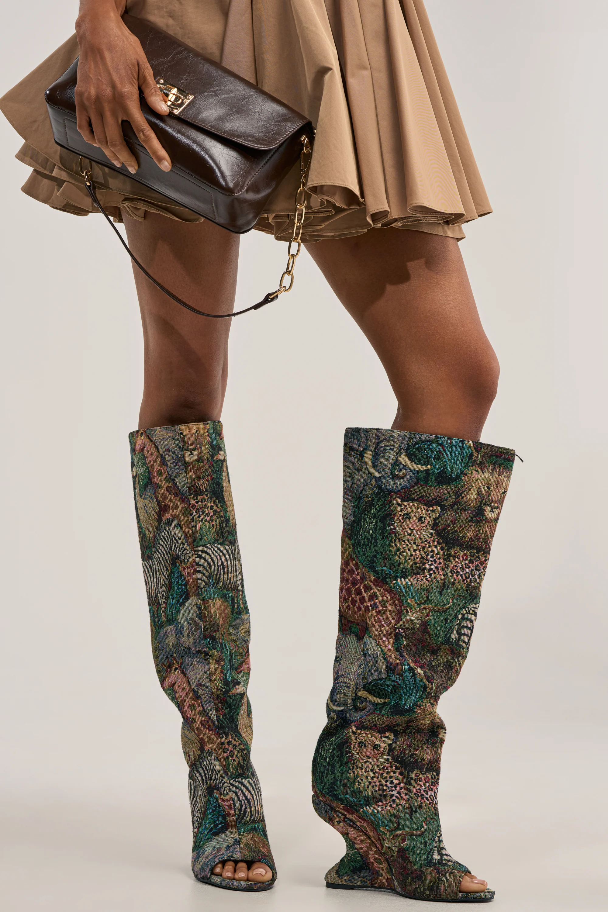 AZALEA WANG VINCENT ANIMAL WEDGE OPEN TOE BOOT - Akira Wear