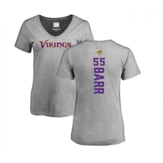 Football Women's Minnesota Vikings #55 Anthony Barr Ash Backer V-Neck T-Shirt - Jersey