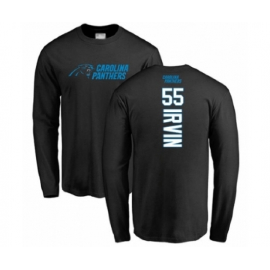 Football Carolina Panthers #55 Bruce Irvin Black Backer Long Sleeve T-Shirt - Jersey