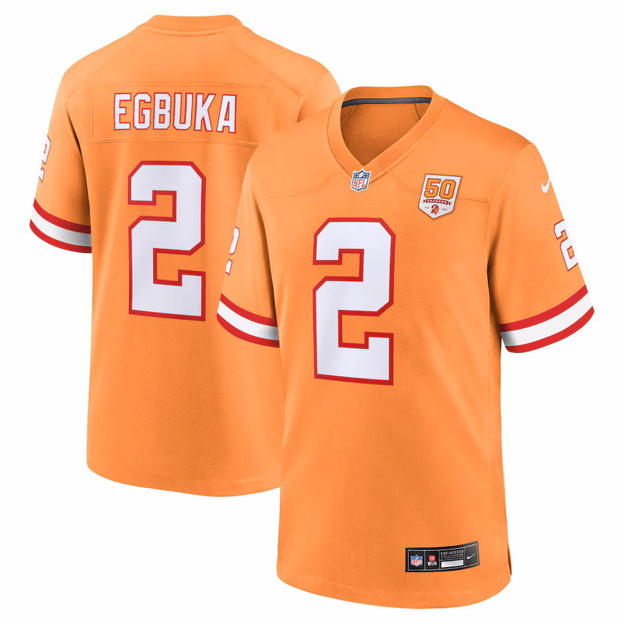 Men's Tampa Bay Buccaneers Emeka Egbuka Nike Creamsicle Alternate 2 50th Season Game Jersey - Jersey