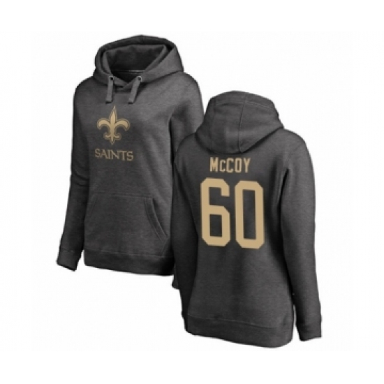 Football Women's New Orleans Saints #60 Erik McCoy Ash One Color Pullover Hoodie - Jersey