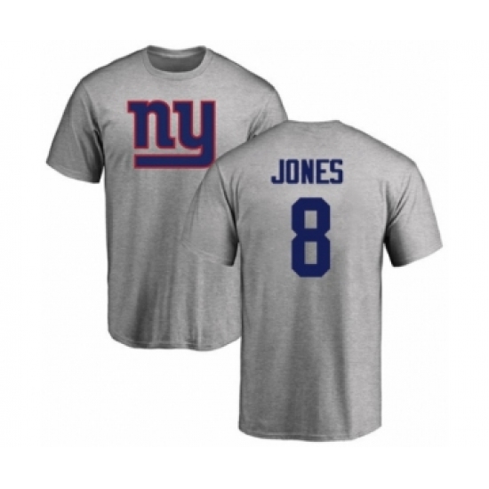Football New York Giants #8 Daniel Jones Ash Name & Number Logo T-Shirt - Jersey
