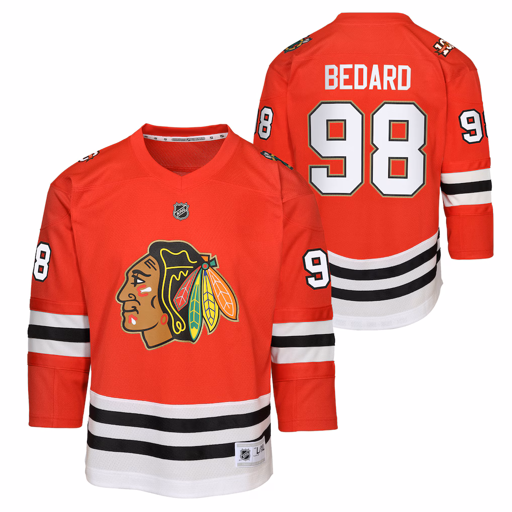 Youth Chicago Blackhawks Connor Bedard Red Home Centennial Premier Jersey - Jersey