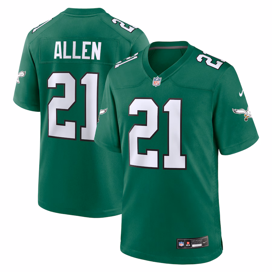 Men's Philadelphia Eagles Eric Allen Nike Kelly Green Retired Player Alternate Game Jersey - Jersey