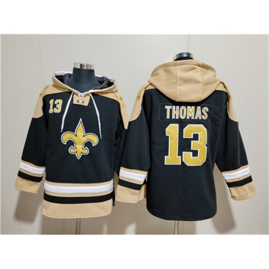 Men's New Orleans Saints #13 Michael Thomas Black Ageless Must-Have Lace-Up Pullover Hoodie - Jersey