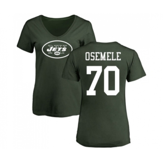 Football Women's New York Jets #70 Kelechi Osemele Green Name & Number Logo T-Shirt - Jersey