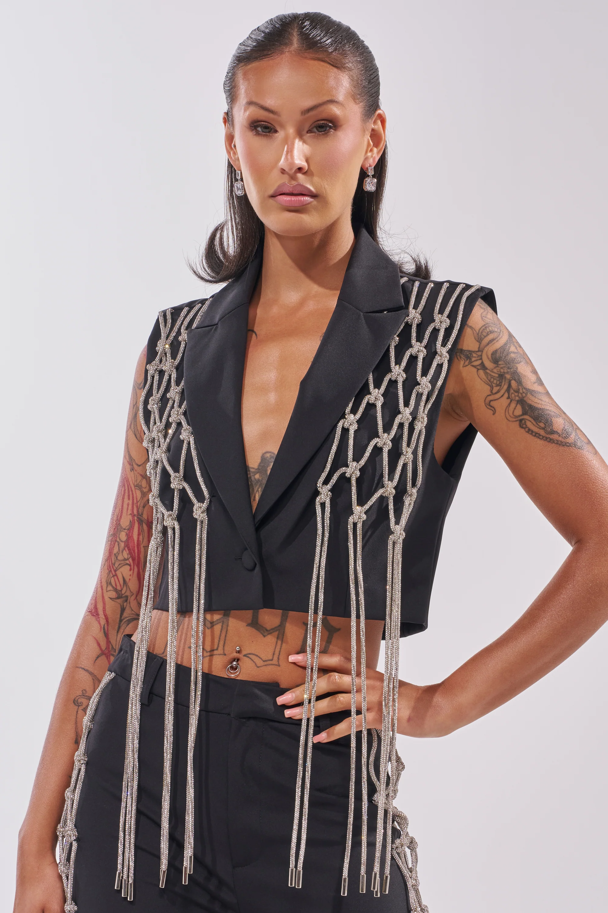 NINA RHINESTONE BLAZER VEST - Akira Wear