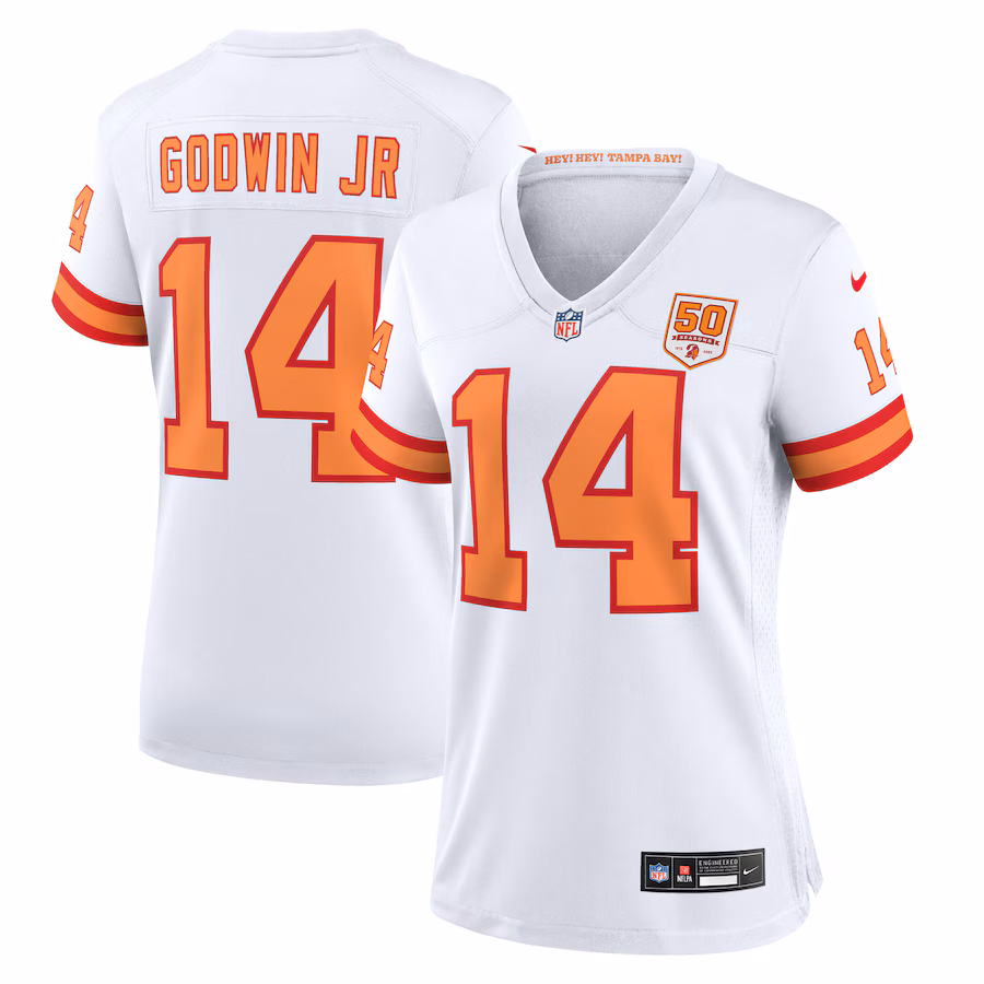 Women's '76 Tampa Bay Buccaneers Chris Godwin Jr. Nike White 50th Season Game Jersey - Jersey