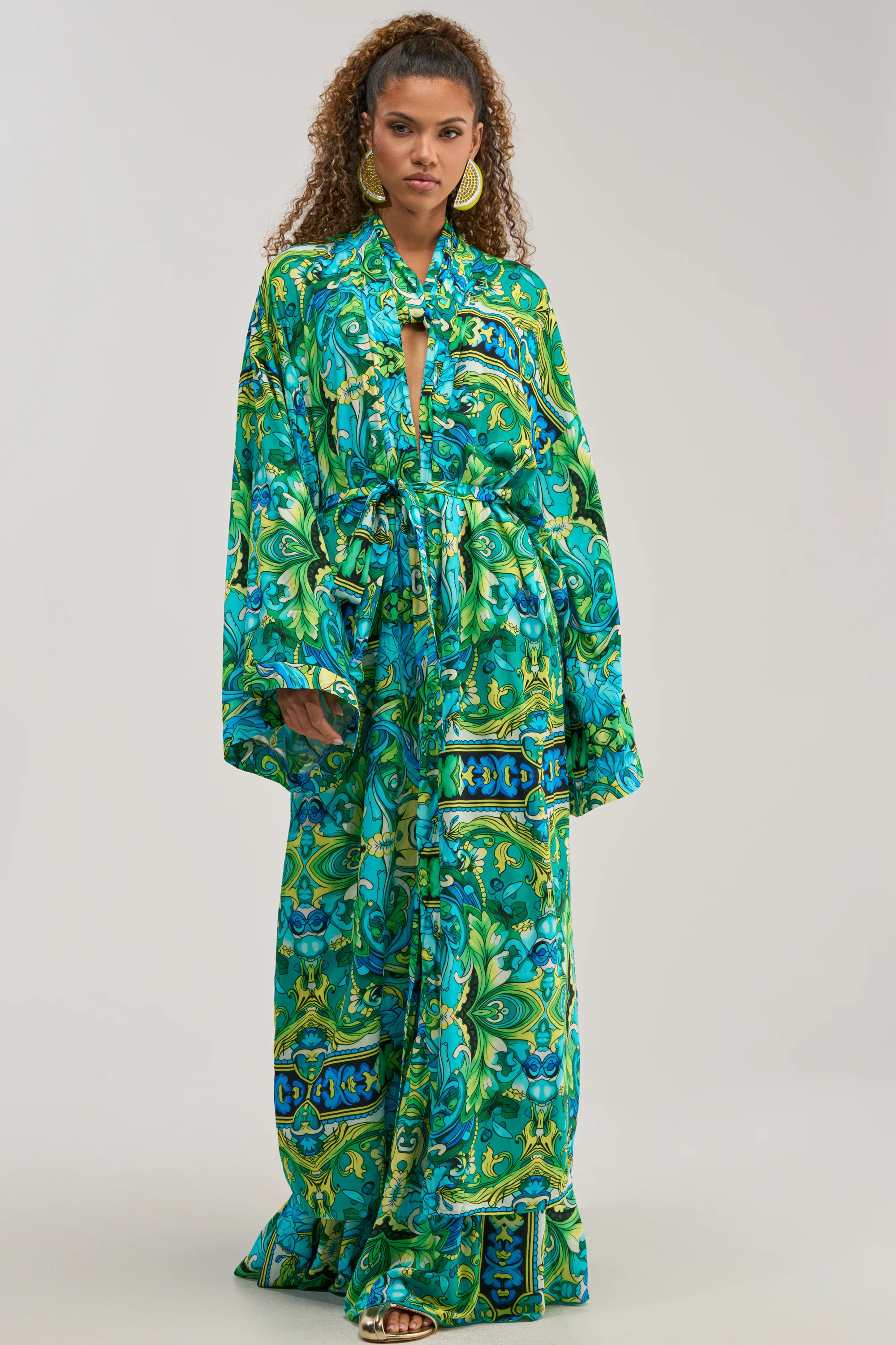 INTO THE GARDEN DUSTER IN GREEN MULTI - Akira Wear