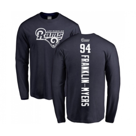 Football Los Angeles Rams #94 John Franklin-Myers Navy Blue Backer Long Sleeve T-Shirt - Jersey