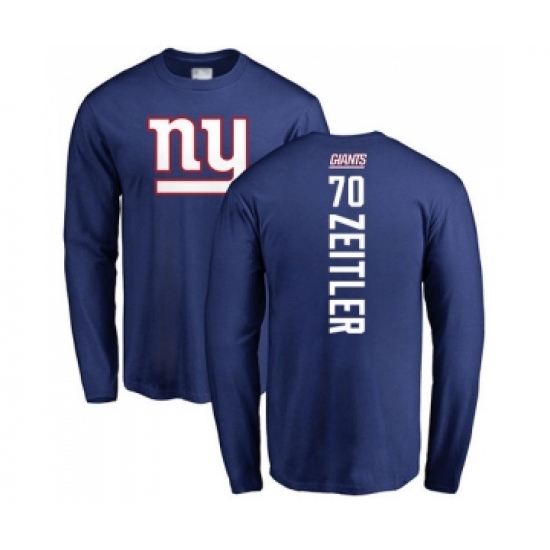 Football New York Giants #70 Kevin Zeitler Royal Blue Backer Long Sleeve T-Shirt - Jersey