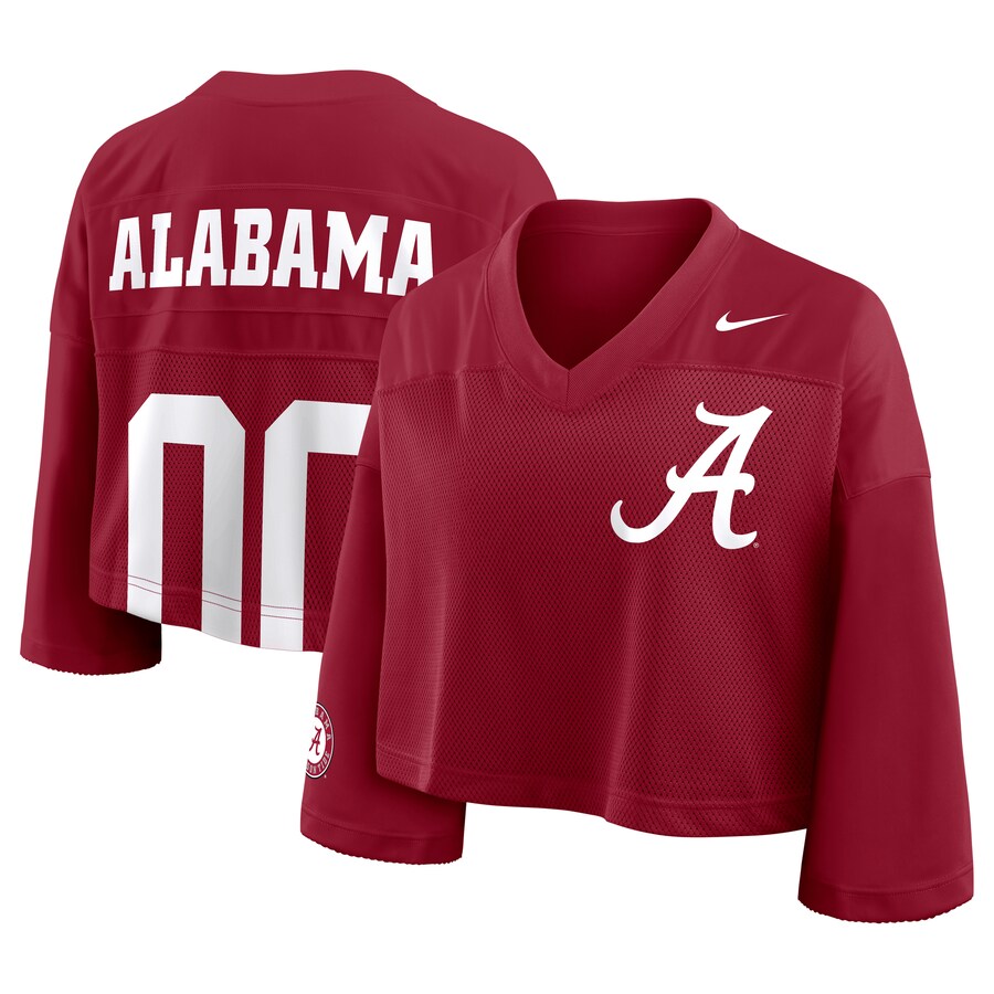 Women's Nike Crimson Alabama Crimson Tide Cropped Mesh Fashion Jersey - Jersey