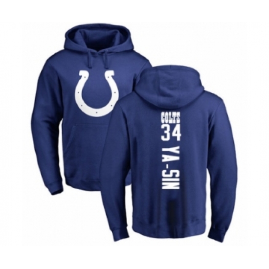 Football Indianapolis Colts #34 Rock Ya-Sin Royal Blue Backer Pullover Hoodie - Jersey