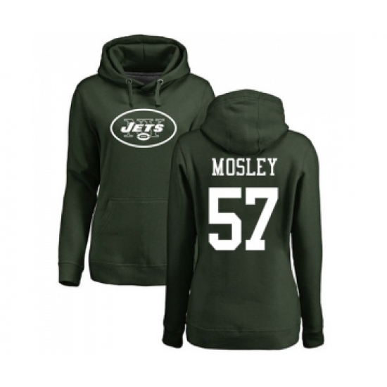 Football Women's New York Jets #57 C.J. Mosley Green Name & Number Logo Pullover Hoodie - Jersey