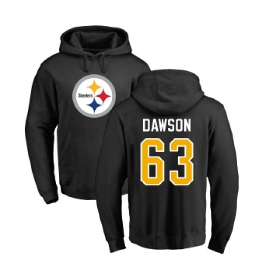 Football Pittsburgh Steelers #63 Dermontti Dawson Black Name & Number Logo Pullover Hoodie - Jersey