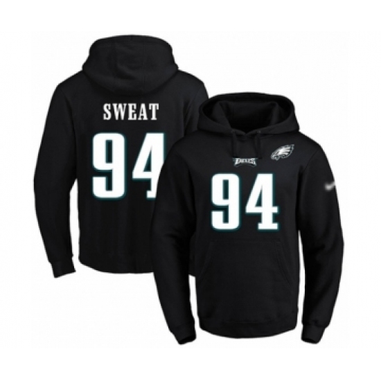 Football Men's Philadelphia Eagles #94 Josh Sweat Black Name & Number Pullover Hoodie - Jersey