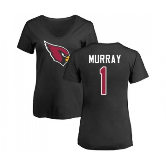 Football Women's Arizona Cardinals #1 Kyler Murray Black Name & Number Logo T-Shirt - Jersey
