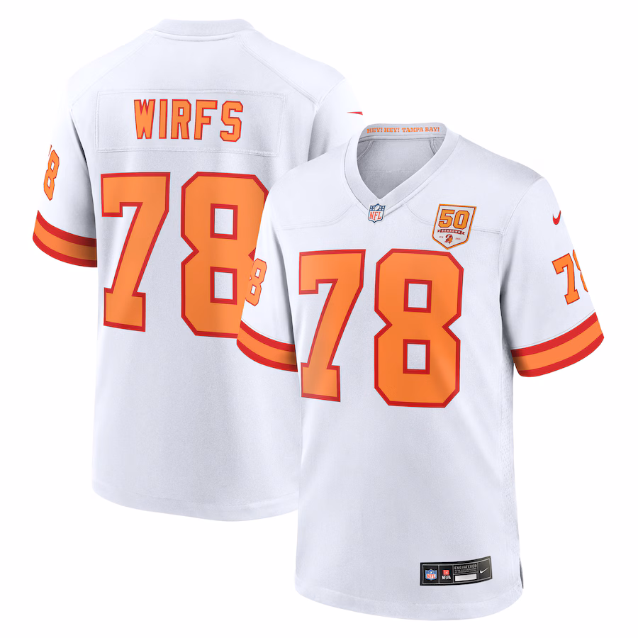 Men's '76 Tampa Bay Buccaneers Tristan Wirfs Nike White 50th Season Game Jersey - Jersey
