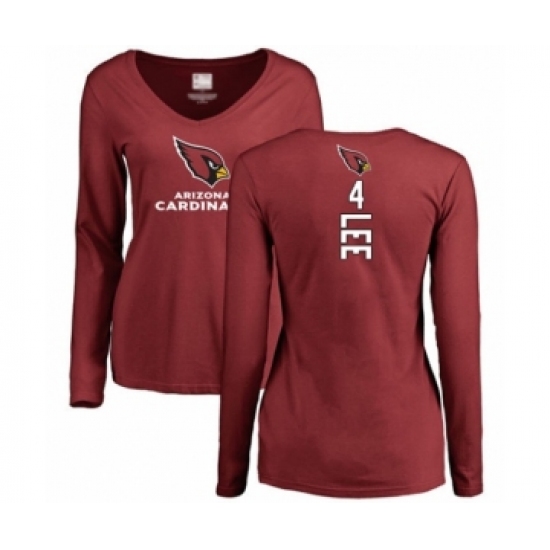 Football Women's Arizona Cardinals #4 Andy Lee Maroon Backer Long Sleeve T-Shirt - Jersey