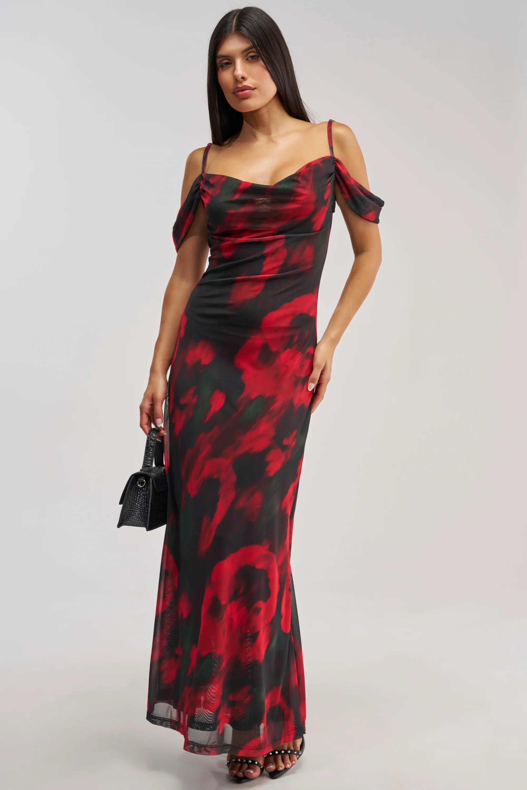 MIDNIGHT LOVER ABSTRACT MESH MAXI DRESS - Akira Wear