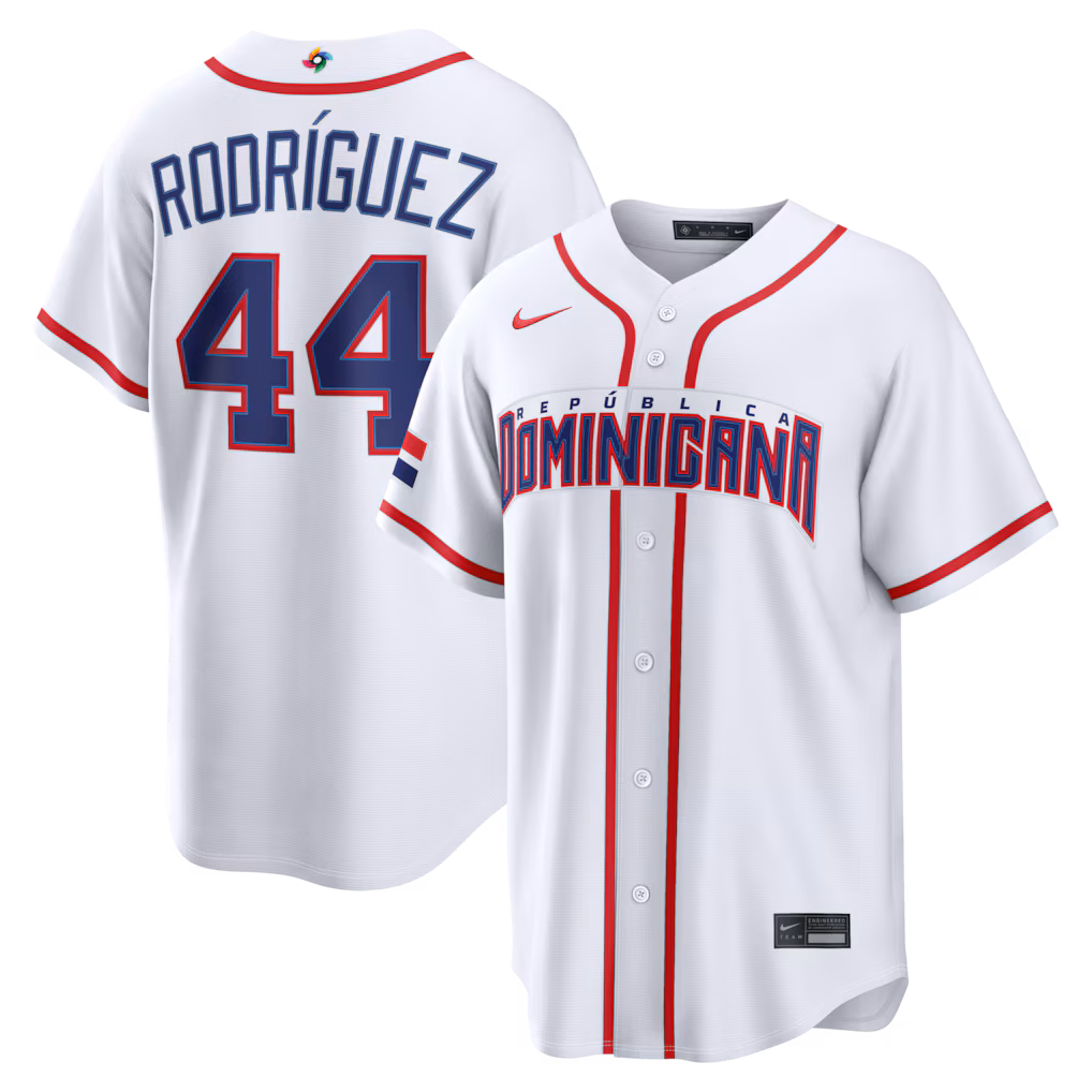Men's Dominican Republic Baseball Julio Rodríguez Nike White 2026 World Baseball Classic Home Stadium Jersey - Jersey