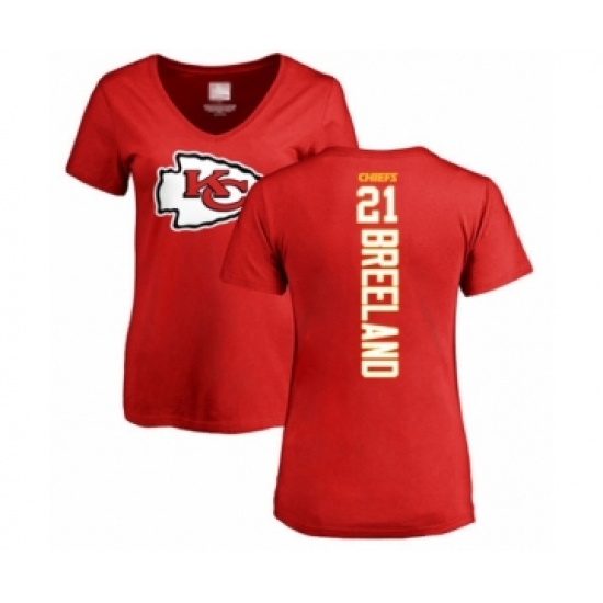 Football Women's Kansas City Chiefs #21 Bashaud Breeland Red Backer T-Shirt - Jersey
