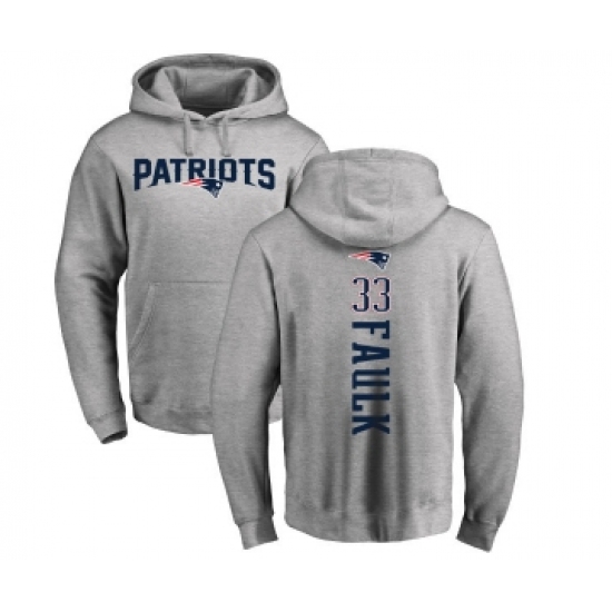 Football New England Patriots #33 Kevin Faulk Ash Backer Pullover Hoodie - Jersey
