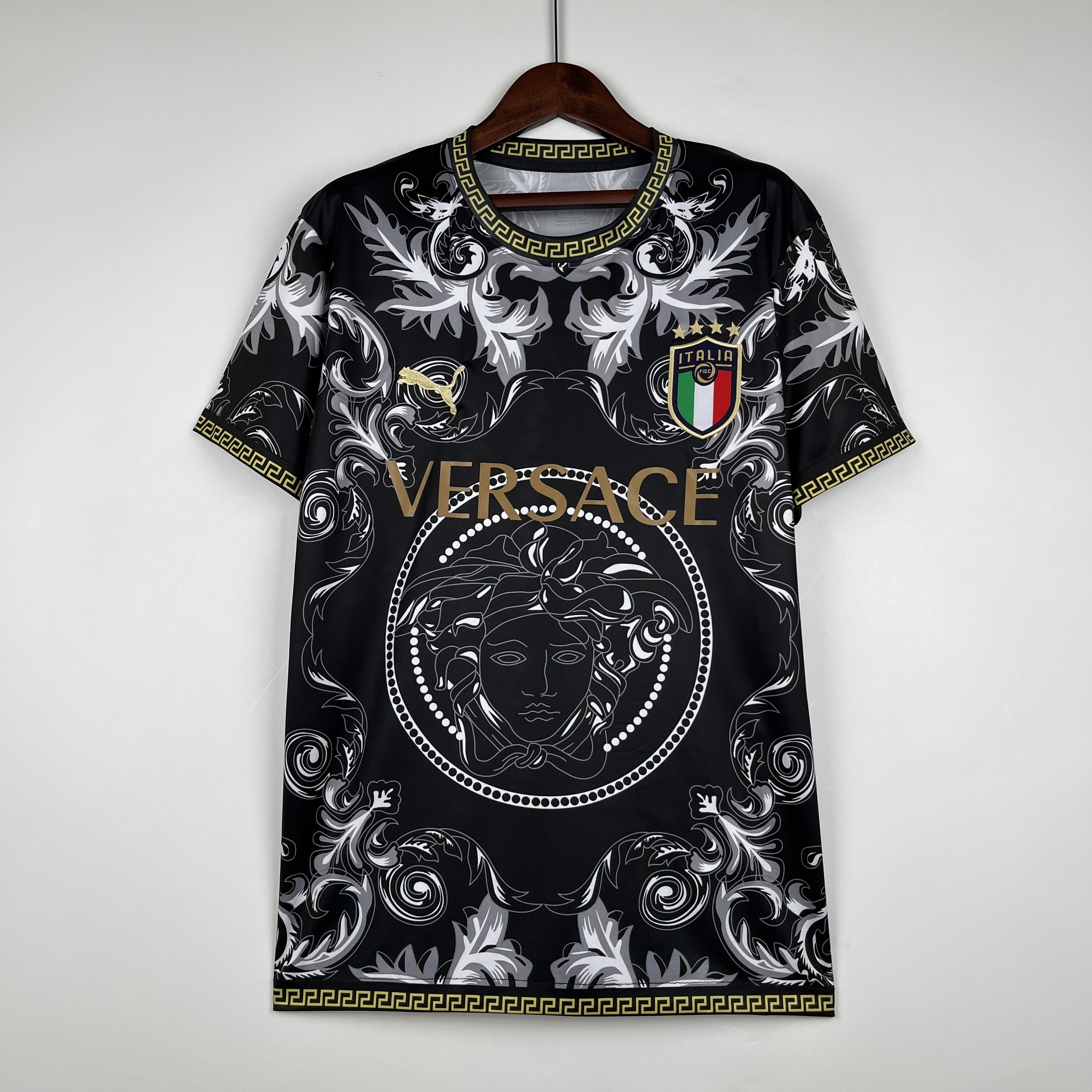 Italy Soccer Jersey x Versace Black Special Edition Custom Shirt 2024 - Jersey