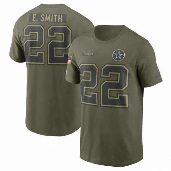 Men's Dallas Cowboys #22 Emmitt Smith Olive 2025 Salute to Service Name & Number T-Shirt - Jersey