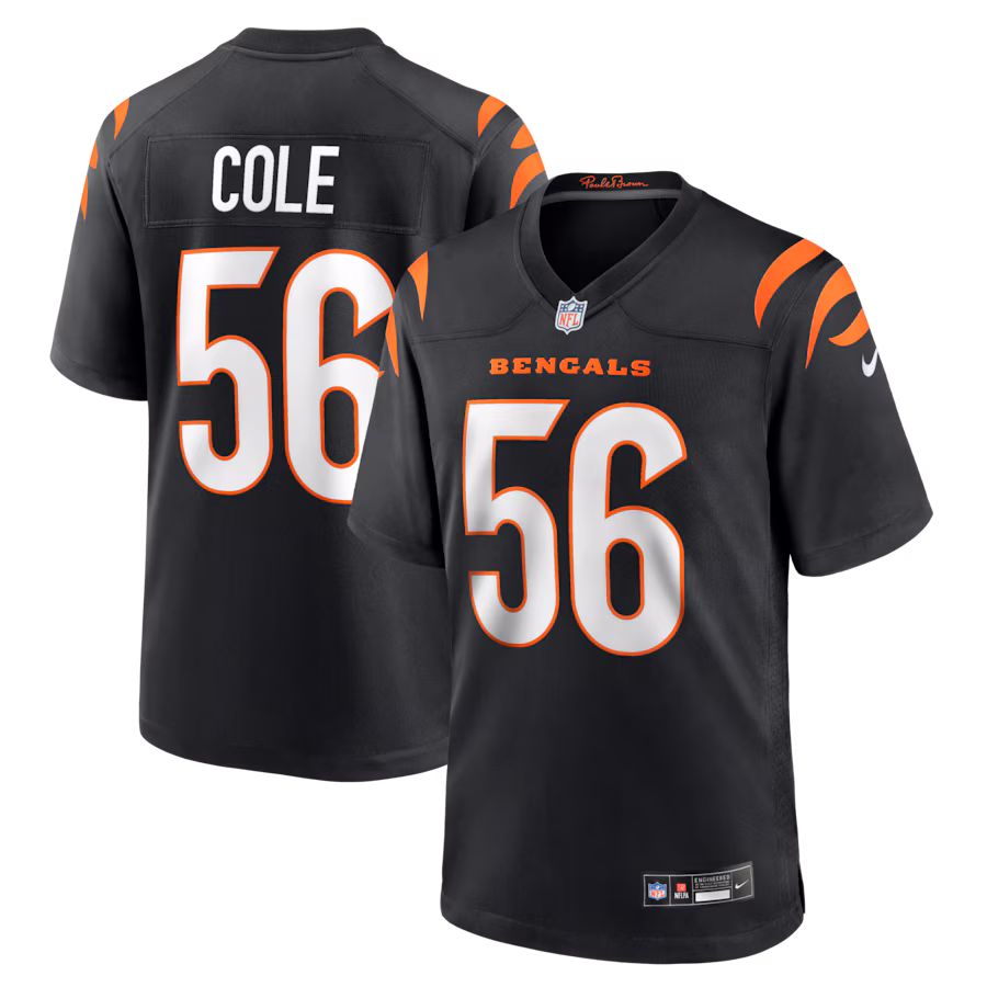 Men's Cincinnati Bengals Myles Cole Nike Black Team Game Jersey - Jersey