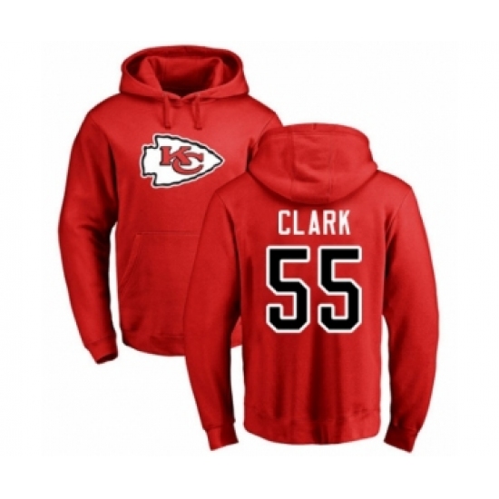 Football Kansas City Chiefs #55 Frank Clark Red Name & Number Logo Pullover Hoodie - Jersey