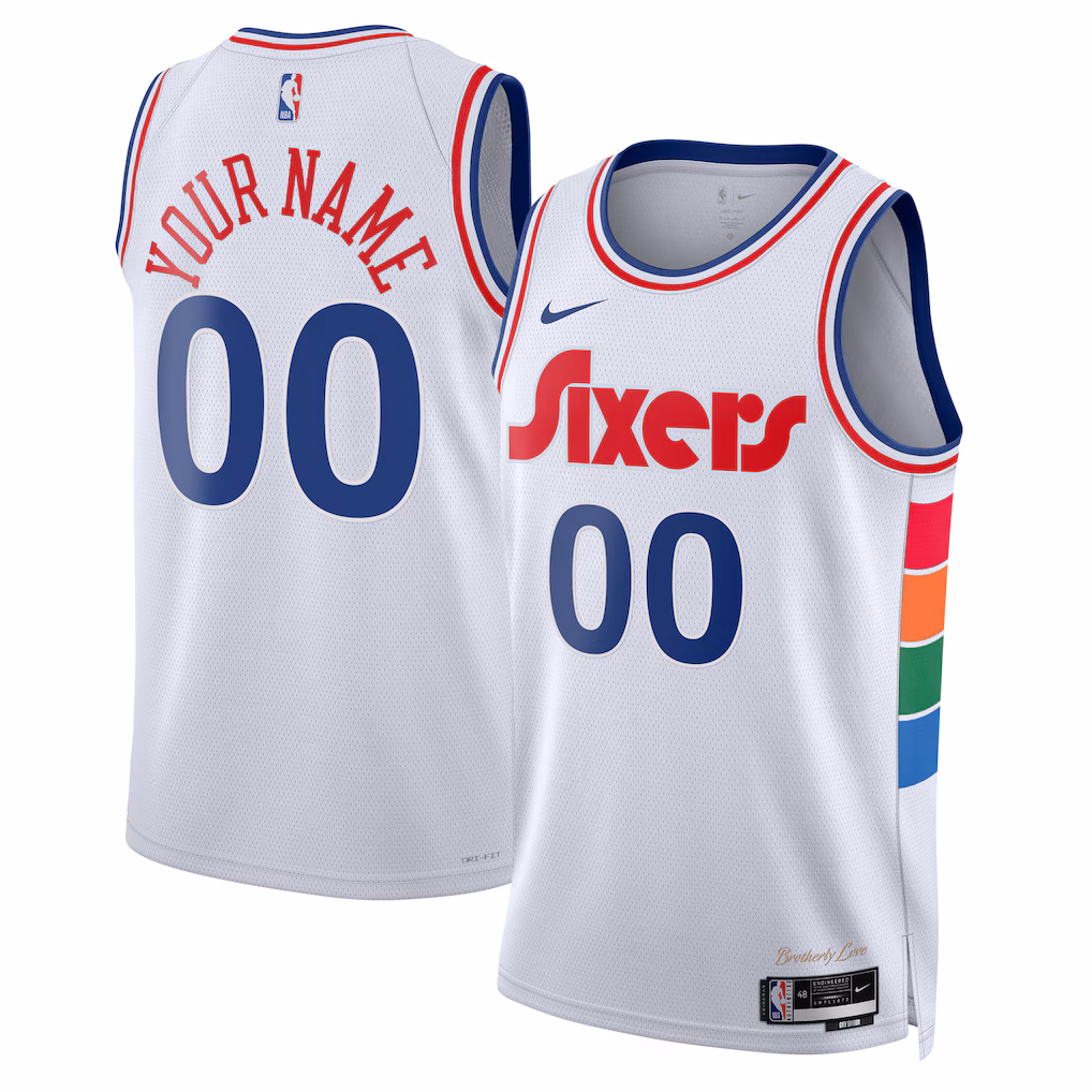 Unisex Philadelphia 76ers Nike White 2024/25 Custom Swingman Jersey - City Edition - Jersey