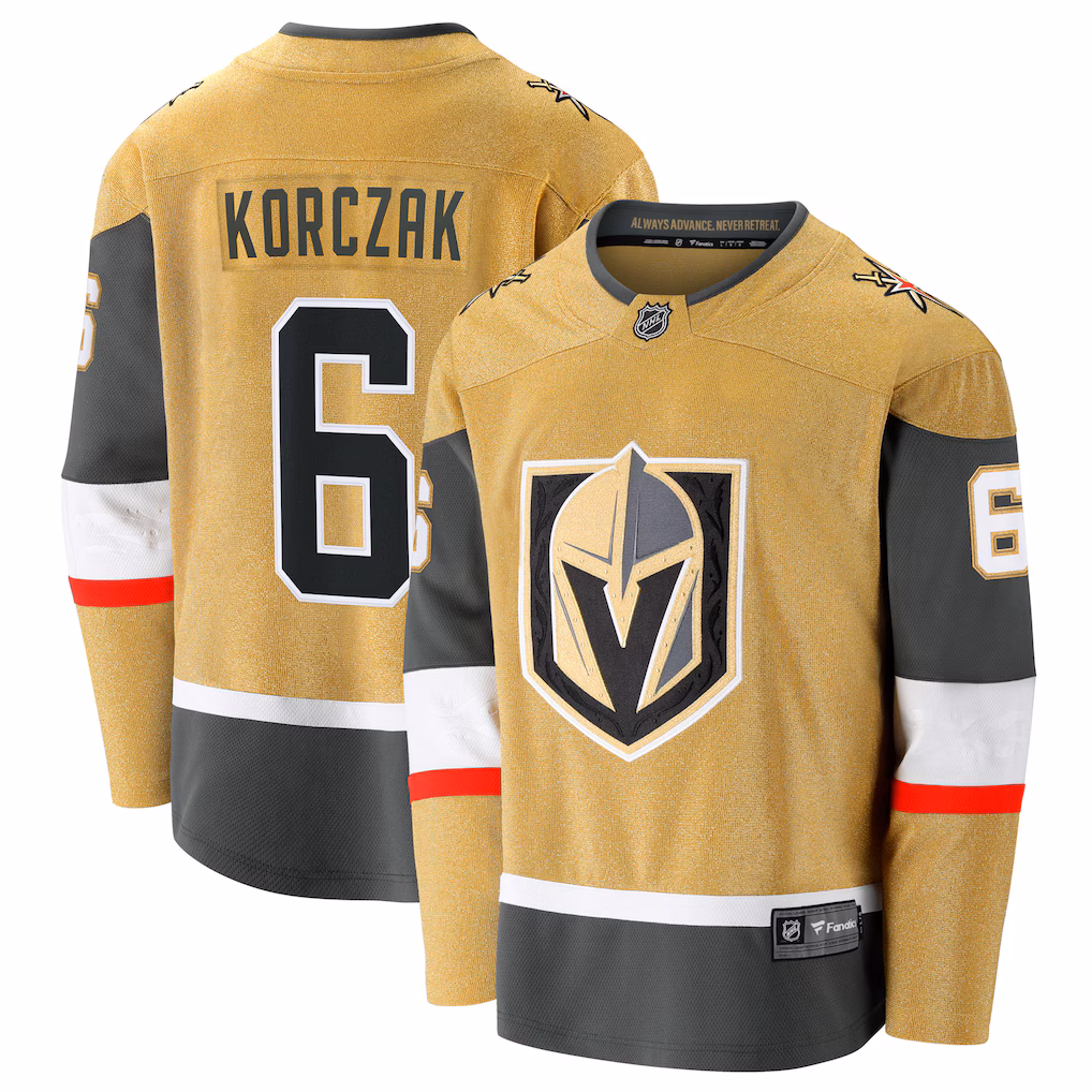 Men's Vegas Golden Knights Kaedan Korczak Fanatics Gold Home Breakaway Jersey - Jersey