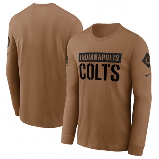 Men's Indianapolis Colts 2023 Brown Salute To Service Long Sleeve T Shirt - Jersey