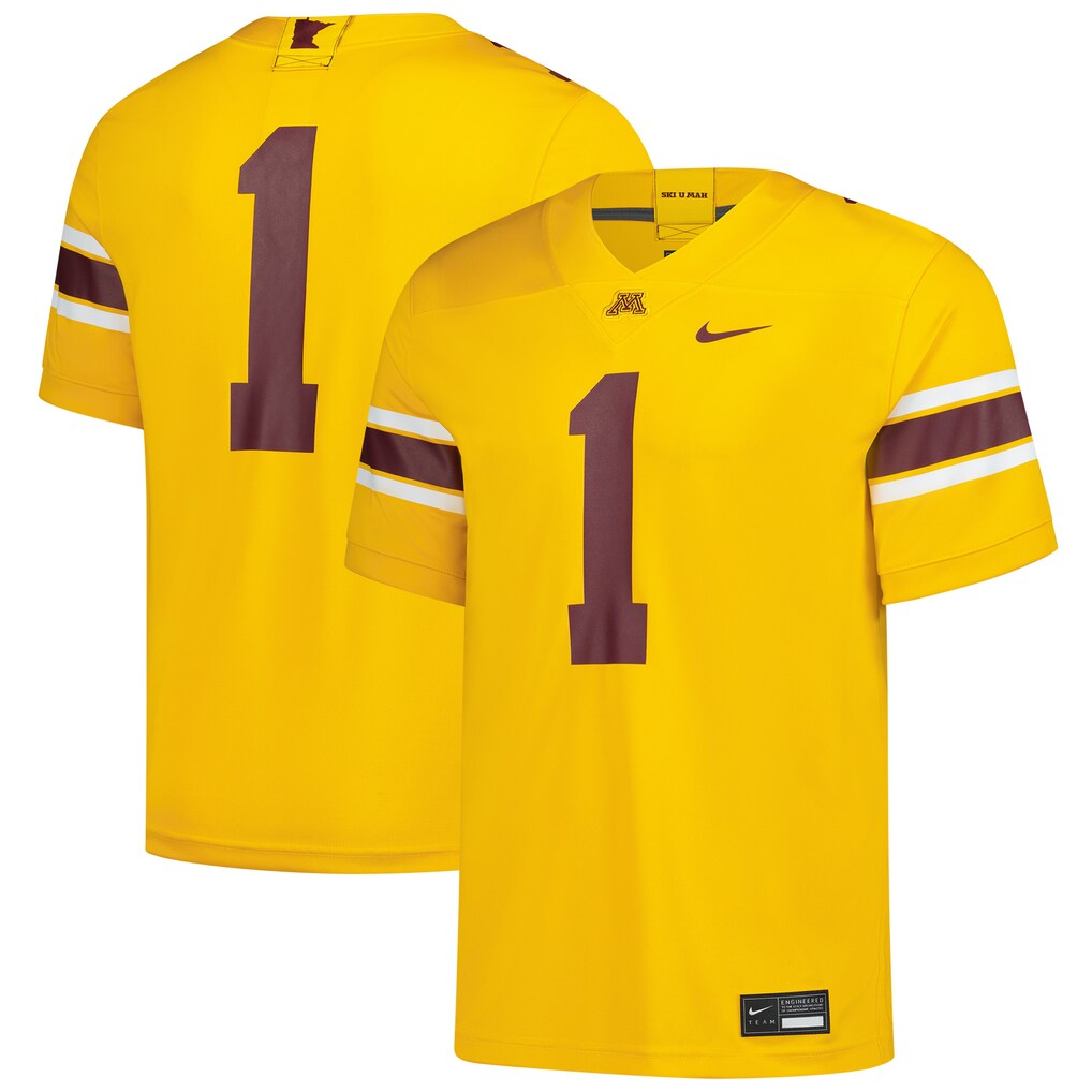 Men's Nike #1 Gold Minnesota Golden Gophers Game Football Jersey - Jersey