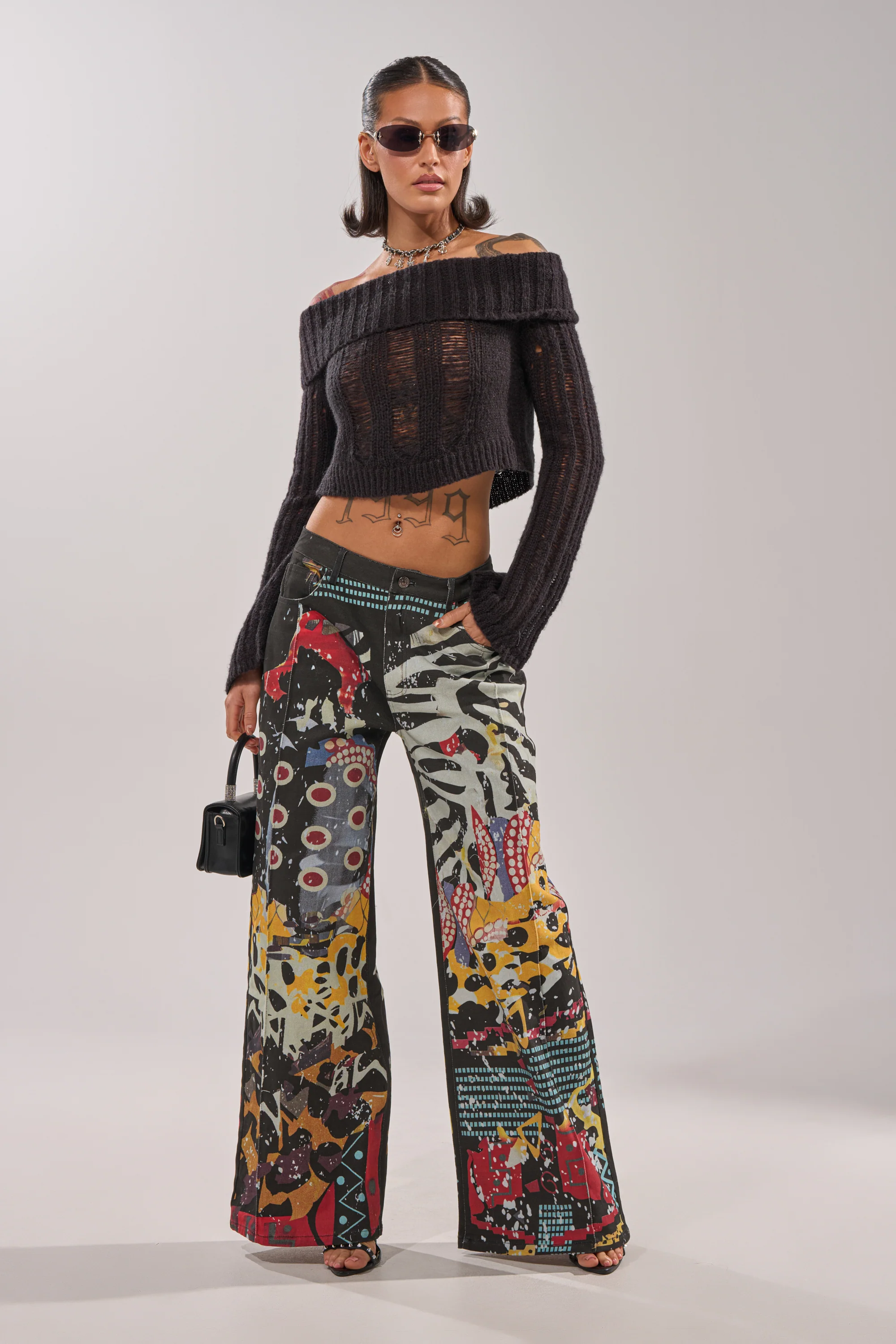 SOMETHING DIFFERENT PRINTED BLACK WASH JEANS - Akira Wear