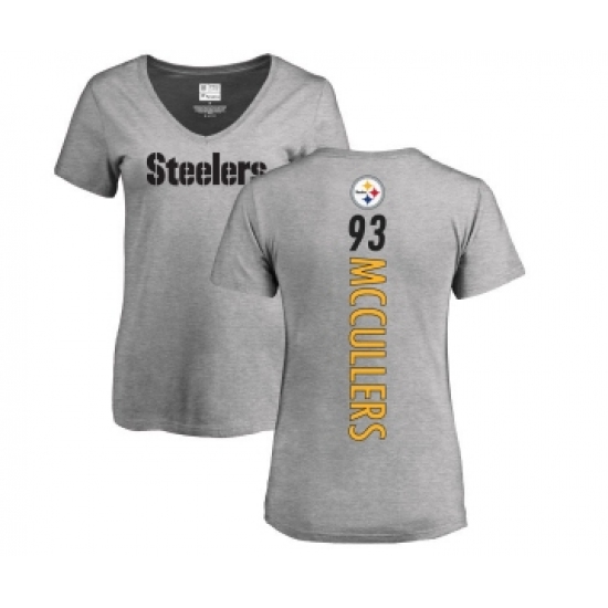 Football Women's Pittsburgh Steelers #93 Dan McCullers Ash Backer V-Neck T-Shirt - Jersey
