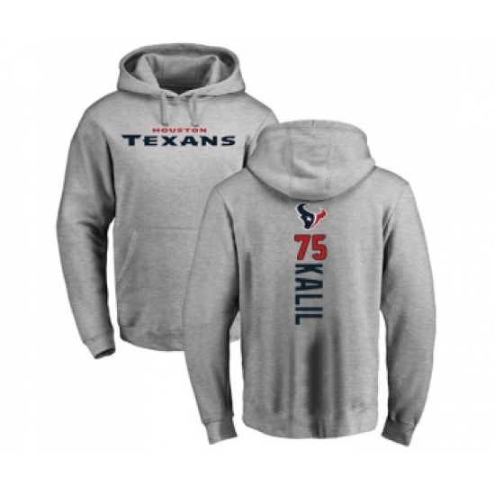 Football Houston Texans #75 Matt Kalil Ash Backer Pullover Hoodie - Jersey