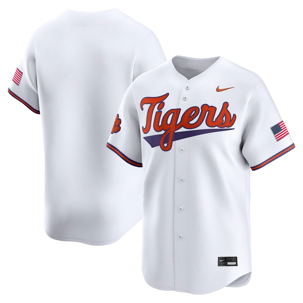 Men's Nike White Clemson Tigers Baseball Limited Jersey - Jersey