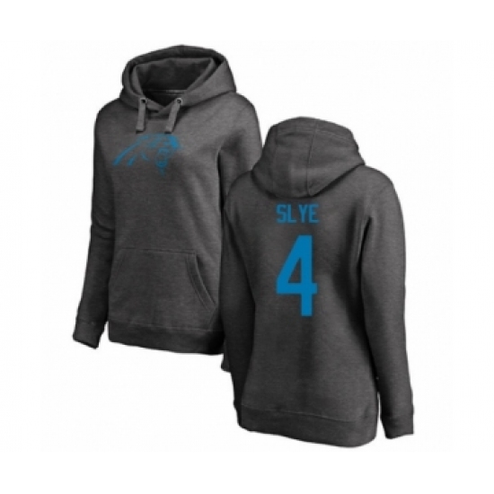 Football Women's Carolina Panthers #4 Joey Slye Ash One Color Pullover Hoodie - Jersey