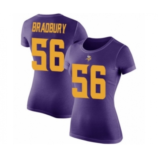 Football Women's Minnesota Vikings #56 Garrett Bradbury Purple Rush Pride Name & Number T-Shirt - Jersey