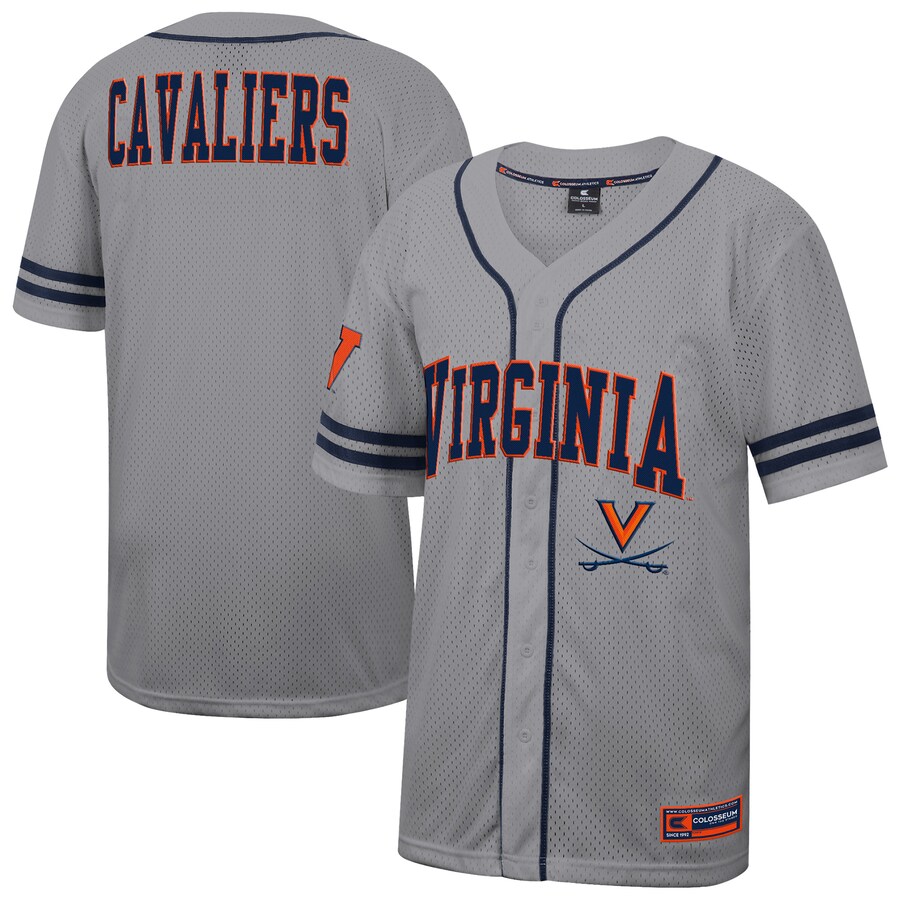 Men's Colosseum Gray Virginia Cavaliers Free Spirited Baseball Jersey - Jersey