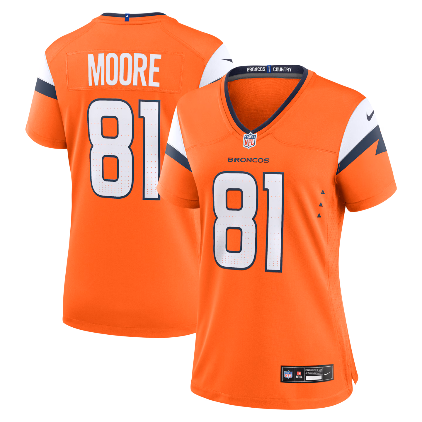 Women's Denver Broncos Elijah Moore Nike Orange Team Game Jersey - Jersey