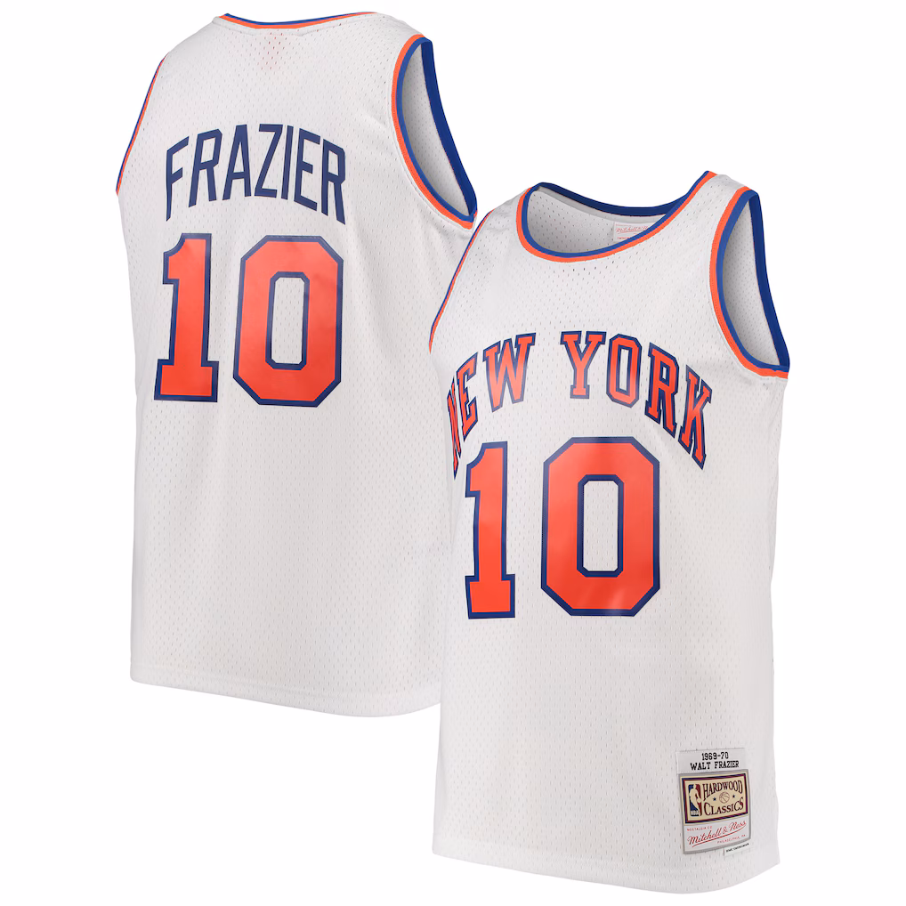 Men's New York Knicks Walt Frazier Mitchell & Ness White Hardwood Classics Swingman Jersey - Jersey