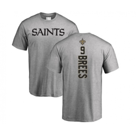Football New Orleans Saints #9 Drew Brees Ash Backer T-Shirt - Jersey